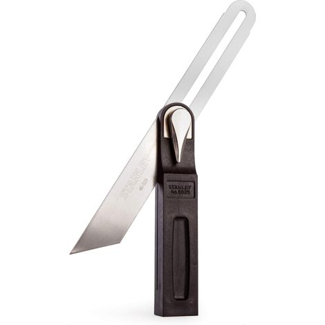 Stanley, escuadra ajustable 228 mm, herramienta para carpintería y montaje, gancho giratorio extensible, botón de bloqueo cromado, hoja de acero templado, resistente y precisa
