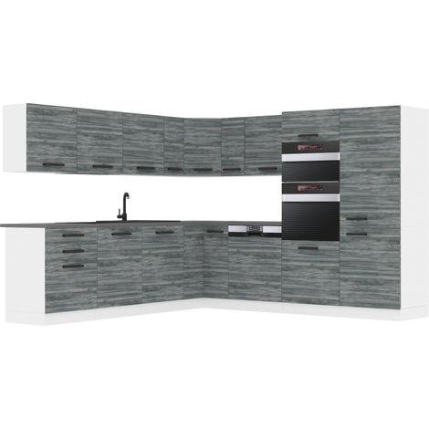 Belini Cuisine Equipee Complete Jane Muebles de Cuisine Complets. L-Forme Cuisine. Cuisine Complete avec Plan de Travail, chêne Glamour (1/3)