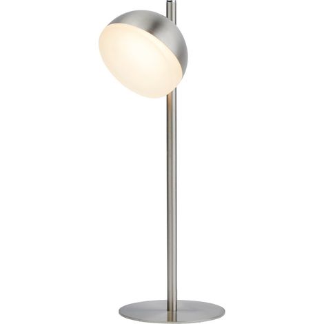 Searchlight Tully Lampe de table en métal argenté satiné et abat-jour givré
