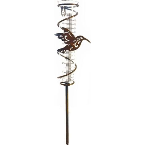 Bardusch - Jauge de pluie en fer style colibri, collecteur de pluie, tube de mesure de pluie extérieur, 45cm (1/4)