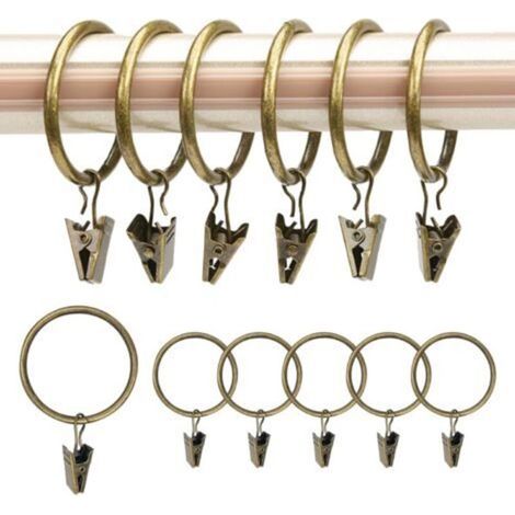30 Pièces Anneaux Rideaux avec Pinces, 32mm Diamètre Intérieur Pince pour Rideaux en Métal, Bronze Anneau Rideau avec Pinces, Clips de Rideau Anneaux (1/5)