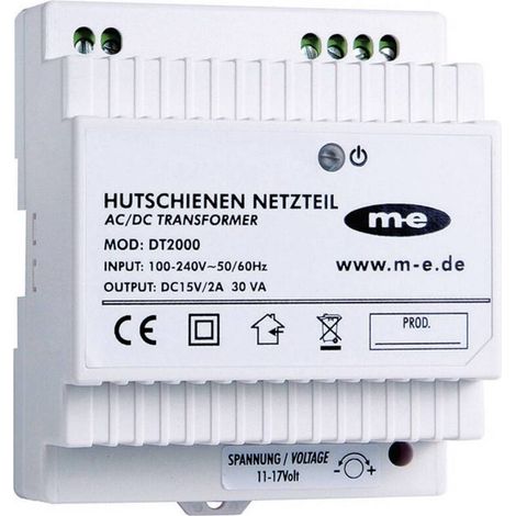 [NEUWERTIG] B-Ware HUTSCHIENEN-NETZTEIL DT 2000 Türsprechanlage 15 V/DC 2 A Weiß M-E modern elec...