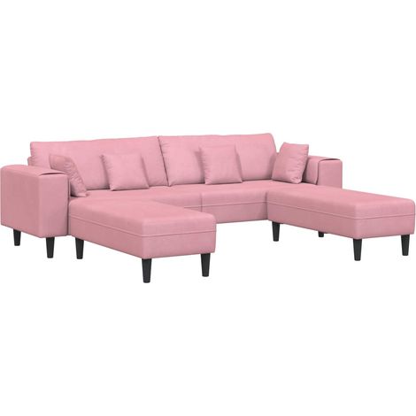 vidaXL Sofá 3 uds. Rosa Terciopelo (1/2)