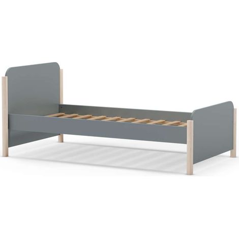Cama juvenil Emma acabado verde kaki/cera blanca, 70cm(alto) 199cm(ancho) 107.2cm(fondo) (1/5)