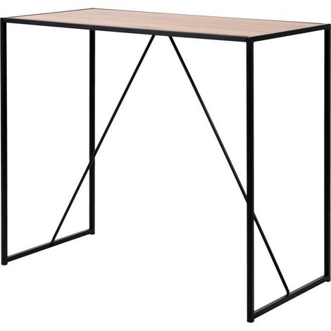 Mesa de bar Norsica Sevferi 162, Negro + Roble salvaje, 105x60x120cm, MDF, Metal