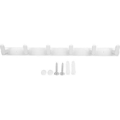 Leichte, wandmontierte Garderobe aus Aluminiumlegierung mit 6 Haken für Schlafzimmer, Badezimmer, Flur – Weiß (1/5)