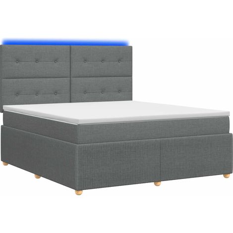 Maison Exclusive - Letto Box Spring LED con Materasso Grigio Scuro 140 x 200 cm (1/5)