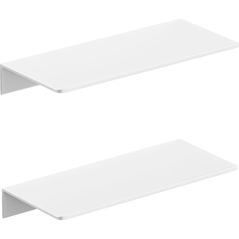 Etagere Murale sans Percage en Metal 2 Pièces, Étagère Flottante en Aluminium résistant à la Rouille, Tablette Murale pour Salon, Chambre, Salle de Bain (30cm, Blanc Brillant) (1/5)