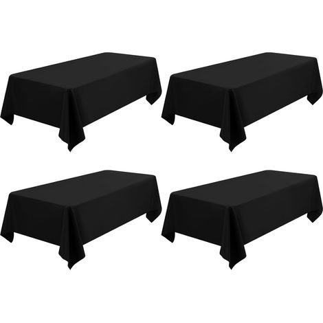 Lot de 4 Nappes Rectangulaires Noires, Polyester 180g/m², Résistantes Taches, Lavables Machine, Pour Mariages Et Fêtes (1/5)