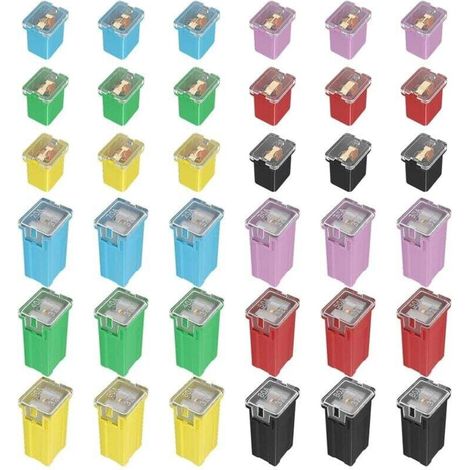 36 fusibles automobiles standard et indépendants (20A, 30A, 40A, 50A, 60A, 80A) pour les fourgonnettes, berlines et SUV Ford, Chevrolet, GM, Nissan et Toyota. (1/4)