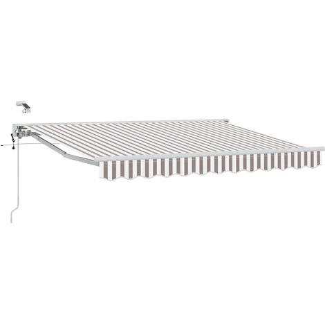 Toldo Retráctil Eléctrico Gris claro y blanco. 3,5 x 2 m vidaXL