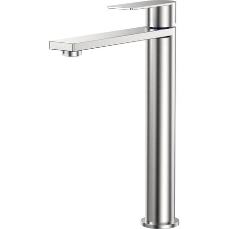 Grifo de lavabo, CECIPA MAX Grifos monomando para lavabos (modelo XL) monomando con maneta cuadrada y acabado en acero inoxidable cepillado (1/5)
