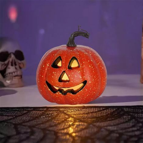 Grande lanterne citrouille d'Halloween moulée par soufflage – Accessoire ou décoration de fête (Modèle A2) (1/4)