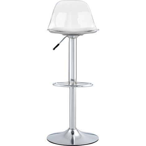 CHICFURN Juego de 2 taburetes de bar regulables 82-104 cm, transparentes y plateados, 360° (1/5)