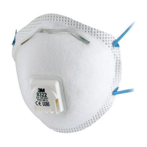 Masque respiratoire jetable 3M FFP2, avec soupape série 8300,  avec clip nasal réglable ( Prix pour Boîte de 10 )