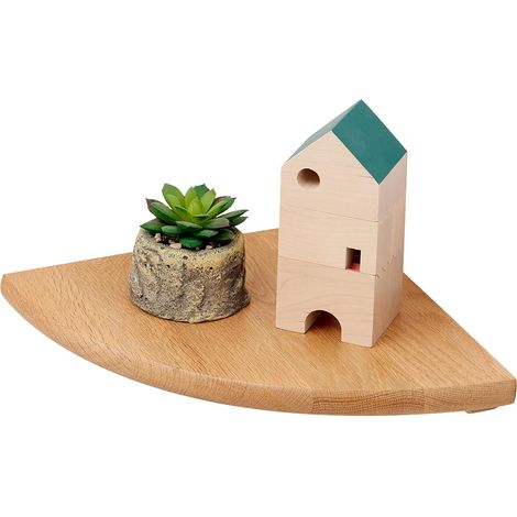 Étagère d’Angle Flottante en chêne Rustique avec extrémité Arrondie Petite étagère d'angle Murale Haut-parleurs, Livres, décorations Étagère d’Angle en Bois, cm Rayon (Naturel, 22 cm) (1/5)