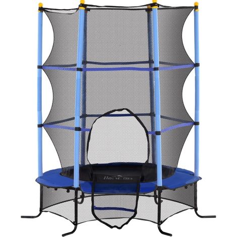 Trampolino per bambini Ø163 cm con rete di sicurezza, blu, acciaio e plastica (1/5)