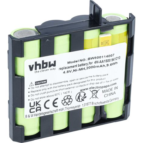 vhbw Akku kompatibel mit Compex Muskelstimulator Geräte Ersetzt Compex 4H-AA1500, 4H-AA2000, 941210, 941213 - (NiMH, 2000mAh, 4.8V) - Accu, Ersatzakku (1/5)