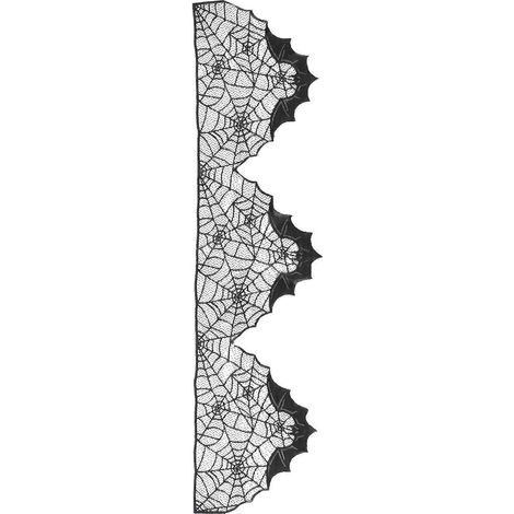Nappe d'Halloween en forme de toile d'araignée, chemin de table en dentelle en forme de toile d'araignée, décoration de cheminée en dentelle en forme de toile d'araignée (1/5)