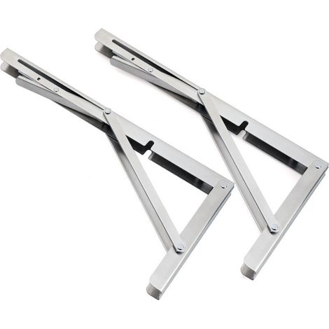Lot de 2 supports pliables de 250 mm, support console pliable en acier inoxydable, support étagère mural