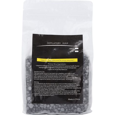 Granulés de cire dure 500g noir, épilation indolore corps entier, fèves dépilatoires sans douleur. (1/5)