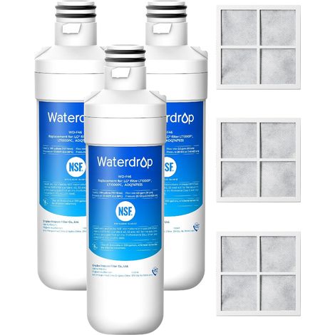 Waterdrop WD-F46 Filtre à eau et filtre à air pour réfrigérateur, compatible avec les modèles LG® LT1000P®, LMXS28626S,certifié NSF, kit combiné de 3 pièces (1/4)