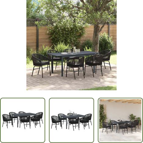 vidaXL Gartentisch -  Garten Essgruppe 7 pcs Schwarz Poly-Rattan (1/5)