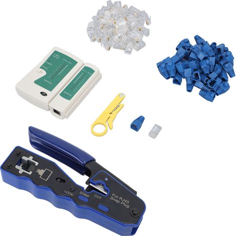 Testeur de câble réseau RJ45, pince à sertir, kit d'outils pour couper, dénuder et sertir les câbles Ethernet. (1/5)