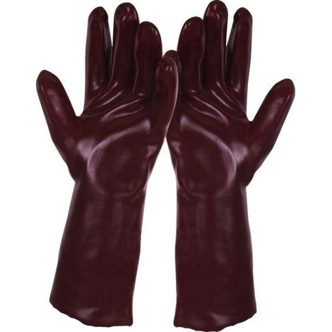10 rote PVC-Handschuhe Länge 35 cm T9,5