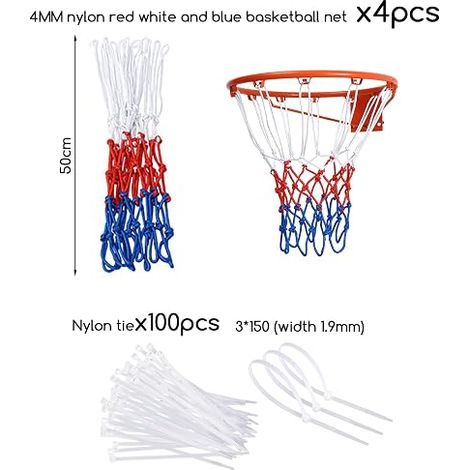 Filet De Basket Attaches De Câble en Nylon Épaissies Adaptées Au Remplacement Et À La Réparation des Paniers De Basket Intérieurs Et Extérieurs (1/4)