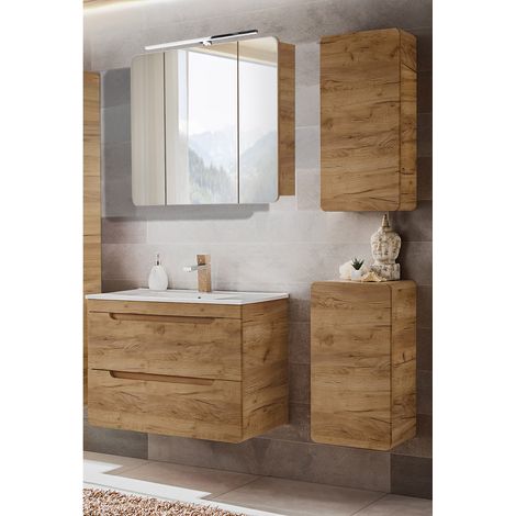 Badmöbel Set LUTON-56-CRAFT in Wotan Eiche Nb., B/H/T ca. 130/200/46 cm (1/5)