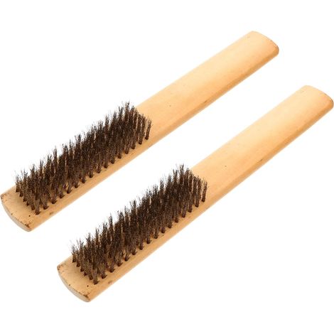 Brosse de Nettoyage pour Lime 2 Pièces en Cuivre à Manche en Bois Poils Trempés et Durcis, Nettoyage des Dents de Lime à Main, Compatible Lime à Aiguille et Acier (1/5)