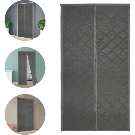 Rideau de Porte Thermique Isolation Phonique, 110x210cm Porte Coupe-Vent d'hiver D'occultation, vent Imperméable Isolation Phonique,pour Chambre Coucher Cuisine Entrée(Gris) (1/5)