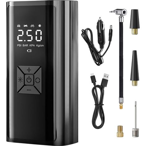 Compresseur de pression des pneus portable Gonfleur de pneus - Compresseur d'air portable - Pour voitures, camping-cars, vélos, motos, maison, voyages, camping (1/5)