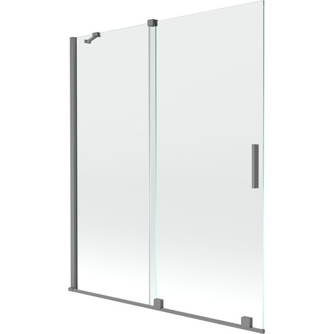 Mexen Velar paratia per vasca da bagno 2 ante scorrevoli 140 x 150 cm, trasparente, gun metal - 896-140-000-01-95