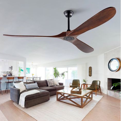 Deckenventilator 177.8 cm schwarz/dunkel walnuss aus Metall und Holz mit Fernbedienung (1/5)