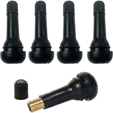 TR413 Valves de Pneu,Capuchon de Valve Auto,Valve Pneu Voiture,Pneu Valve Tige Capuchon De Soupape en Caoutchouc,Valves en Caoutchouc Snap-in Jantes,pour Voiture,Moto,Noir(5 pièces) (1/5)