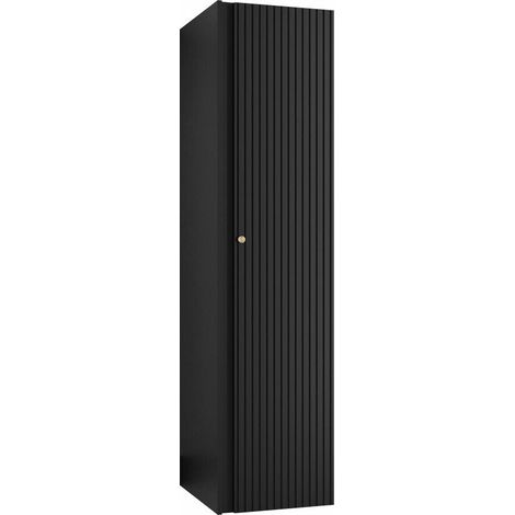 Armoire Hartford 393, Noir, 186x40x44cm, Portes d'armoire: Avec des charnières, Nombre d'étagères: 2
