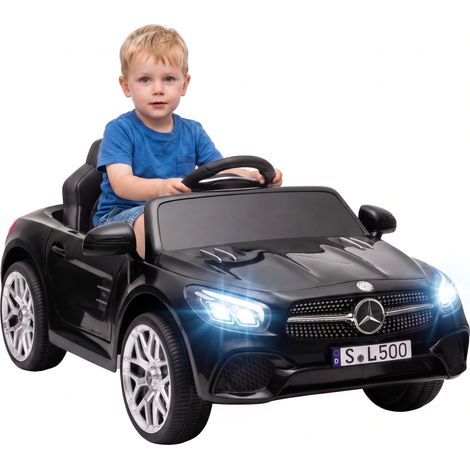 AIYAPLAY coche eléctrico para niños Mercedes-Benz SL500 batería litio 12V mando a distancia 2,4 G 2 motores suspensión arranque suave bluetooth negro (1/5)