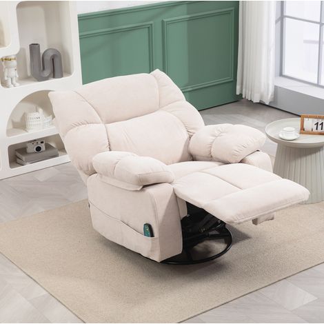 Sillón relax giratorio con masaje y calor, reclinable manual 145°, beige (1/5)