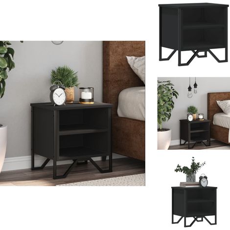 The Living Store Nachttisch Schwarz 40x30x40 cm Holzwerkstoff - Holzwerkstoff (1/5)