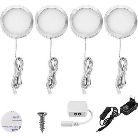 Lampe de Placard led 4er éclairage Sous Meuble Rechargeable Lumière Armoire Applique Murale pour Cabinet Penderie Cuisine Entrée Vtrine Couloir Toilette Blanc Froid [Classe énergétique A++]-Fei Yu (1/5)