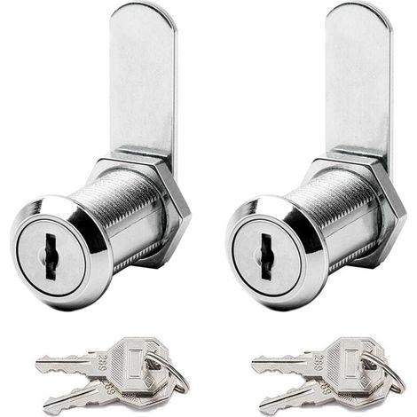 Set di 2 serrature per cassette postali da 30 mm - Serratura di sicurezza - Serratura per mobili - Cilindro a camma con 4 chiavi - Per porte, armadi, cassette postali, guardaroba (1/4)
