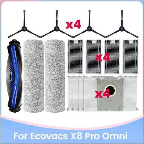 Lot de 15 sacs à poussière de rechange avec brosse latérale rotative et filtre HEPA pour aspirateur Ecovacs Deebot X8 Pro Omni Clean (1/5)