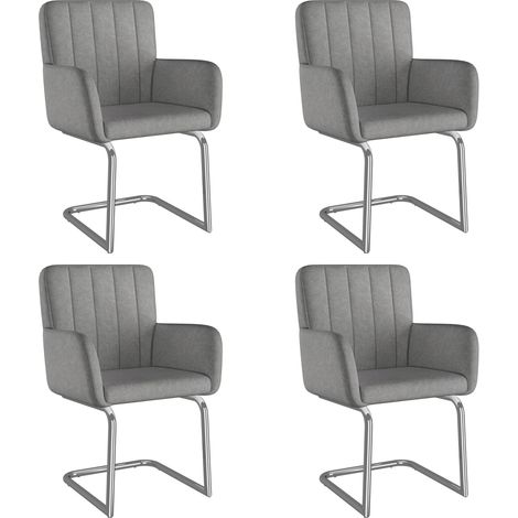 Set da 4 sedie da pranzo grigie in similpelle con gambe metalliche a Z (1/5)