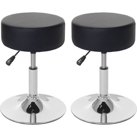 Juego de 2 taburetes con asiento giratorio regulable en altura Ø 35cm en PVC negro 040005218 (1/5)