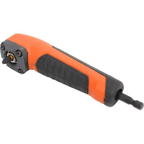 Adaptateur perçeuse à angle droit, mandrin hexagonal, tournevis électrique coudé, embouts magnétiques orange, lot accessoires. (1/5)