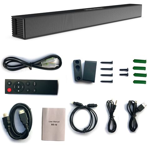 Enceinte Bluetooth fibre 40W haute puissance, barre de son TV avec télécommande, haut-parleur stéréo mural coaxial, caisson de son filaire (1/5)