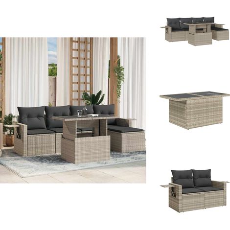 Salon de jardin 6 pcs avec coussins gris clair résine tressée - Ensemble De Canapés De Jardin - Ensembles De Canapés De Jardin - Ensemble De Canapés D'extérieur - Ensemble De Canapés De Patio (1/5)