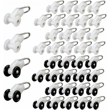 Rulli scorrevoli per tende da 40 pezzi, ganci per binari per pergola, rulli per binari per tende, puleggia in metallo, ganci per tende scorrevoli, rulli per aste per tende, slitta per binari per tende